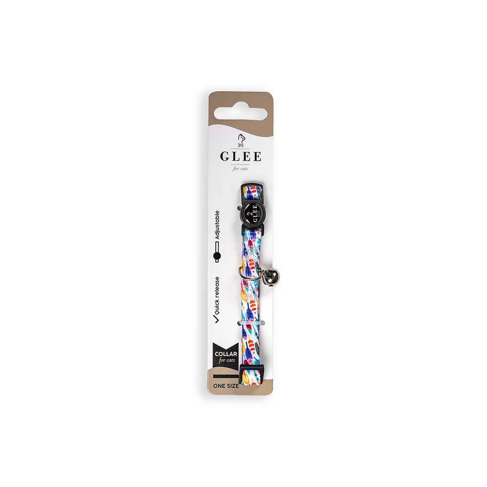GLEE COLLARS WITH WEBBING TAPE, PLASTIC CLASP AND BELL, WHITE FISHES 10mm x 30cm