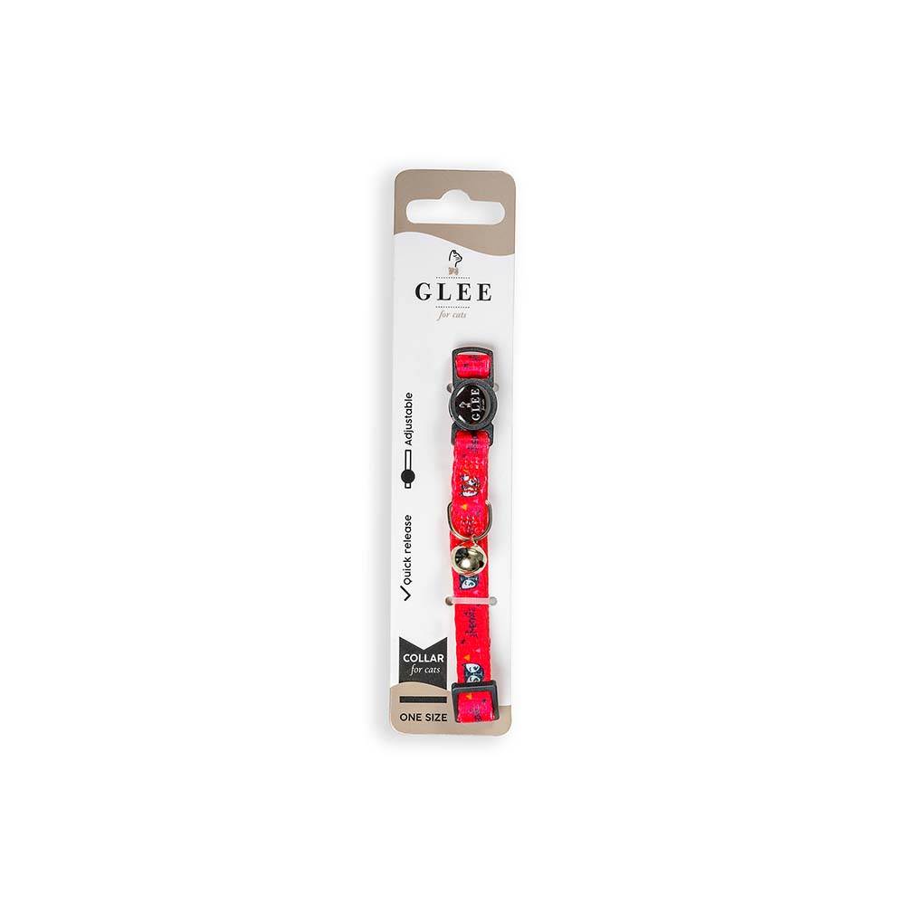GLEE COLLARS WITH WEBBING TAPE, PLASTIC CLASP AND BELL, MEOW 10mm x 30cm
