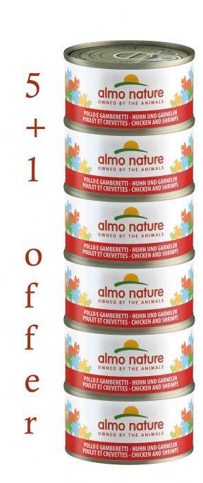 ALMO NATURE – HFC NATURAL MEGA CHICKEN & SHRIMPS 6X70g 5+1FREE