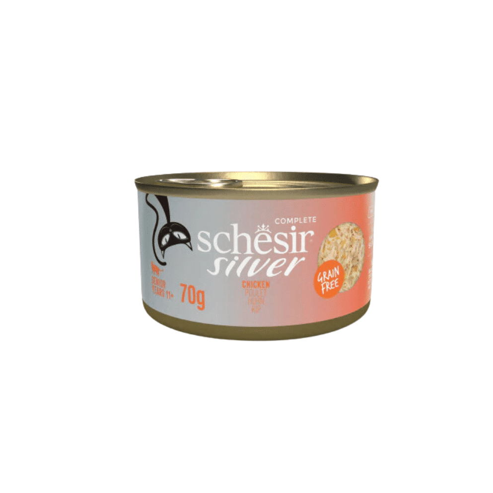 SCHESIR SILVER SENIOR CAT, CHICKEN IN BROTH 70G IN CAN