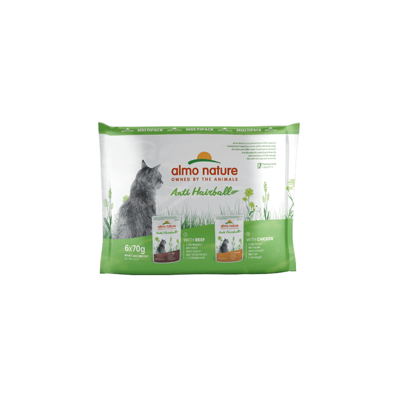 Almo Nature Multipack Anti-hairball- Beef & Chicken – 6x70g