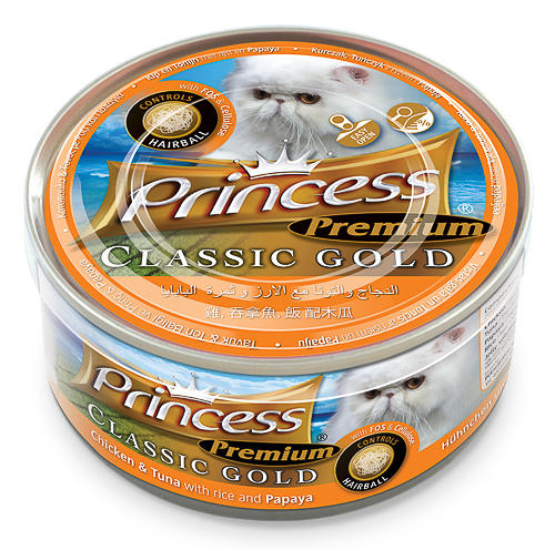Princess Premium  Classic Gold Chicken & Tuna with Rice and Papaya/Hairball Control