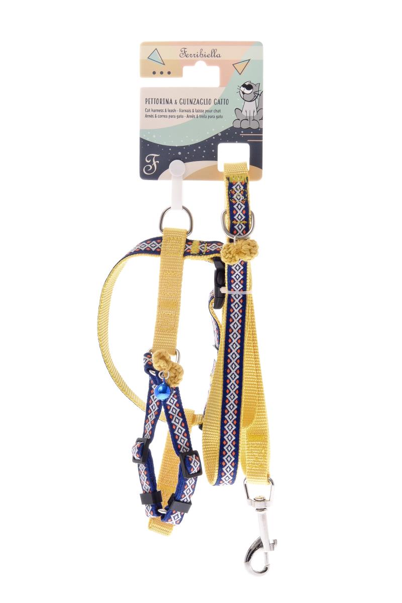 CAT LEASH+HARNESS SET LARGE YELLOW