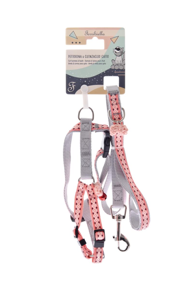 CAT LEASH+HARNESS SET LARGE GREY