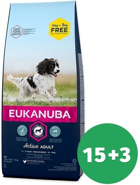 Eukanuba Adult Medium Breed 15+3kg