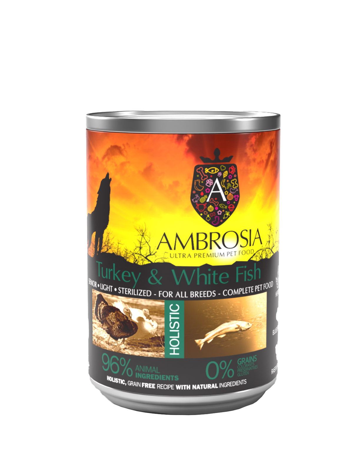 AMB. WET DOG SEN.LIG.TURKEY & FISH 400GR
