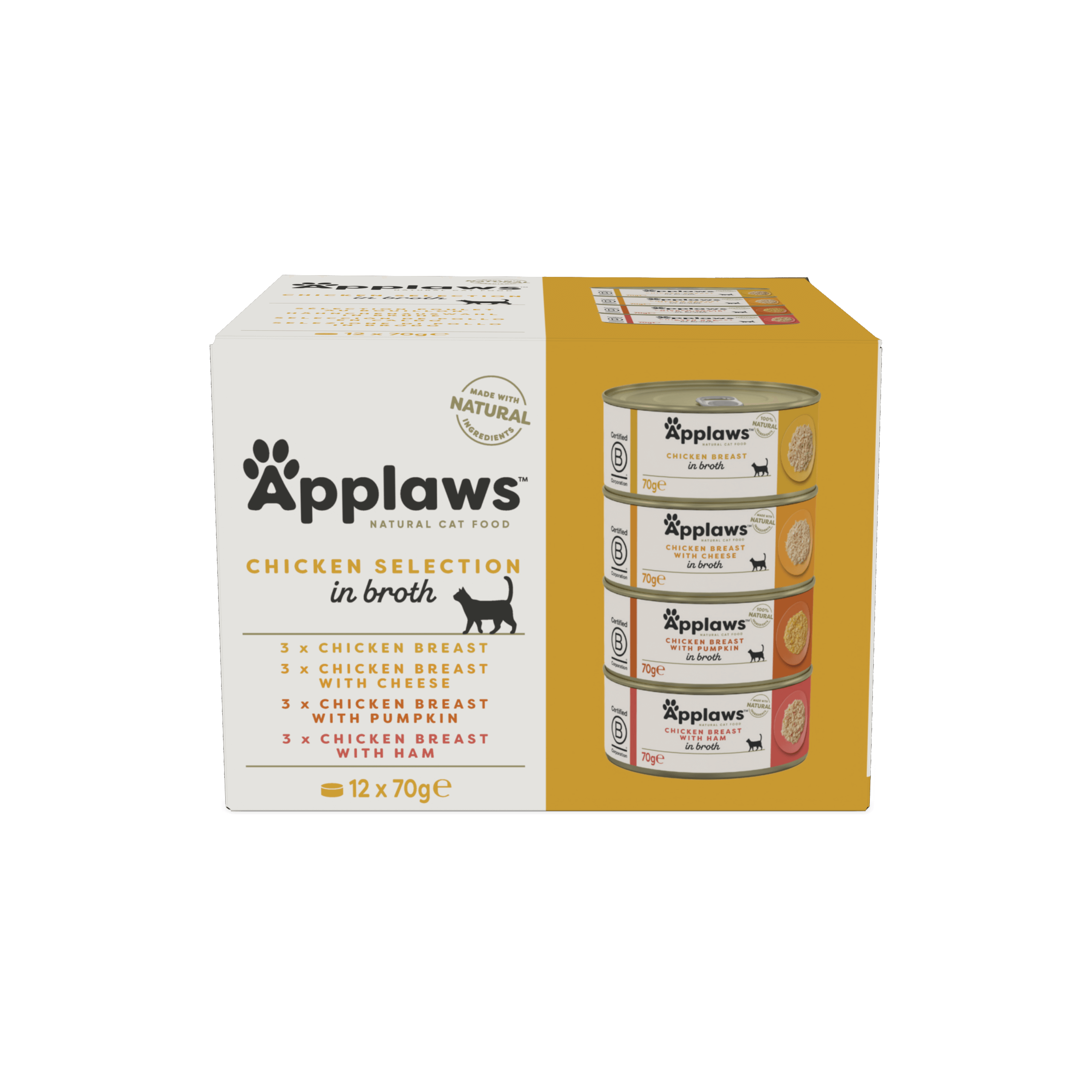 Applaws Natural Wet Cat Food /  Chicken Selection Multipack in Broth 12 x 70g