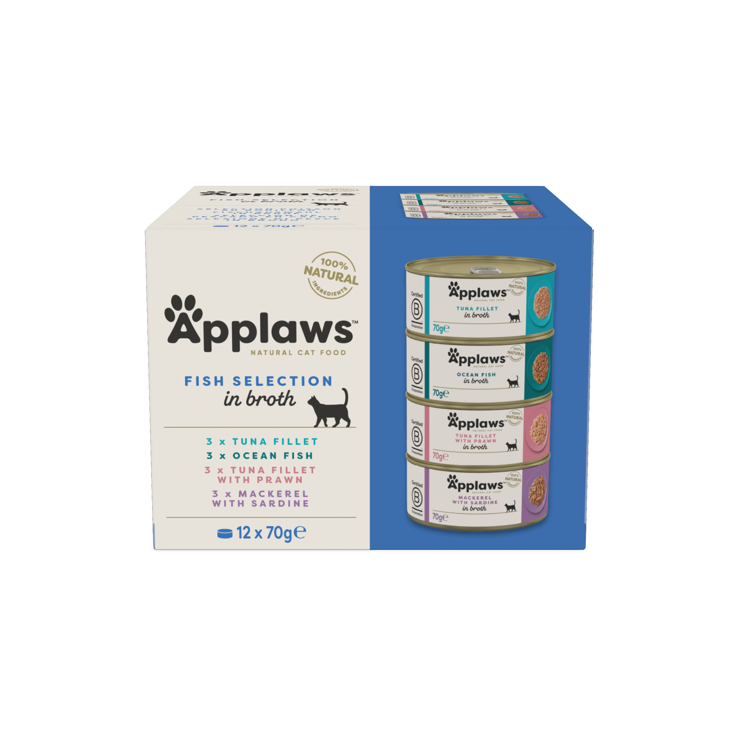 Applaws Natural Wet Cat Food / Fish Selection Multipack in Broth 12 x 70g