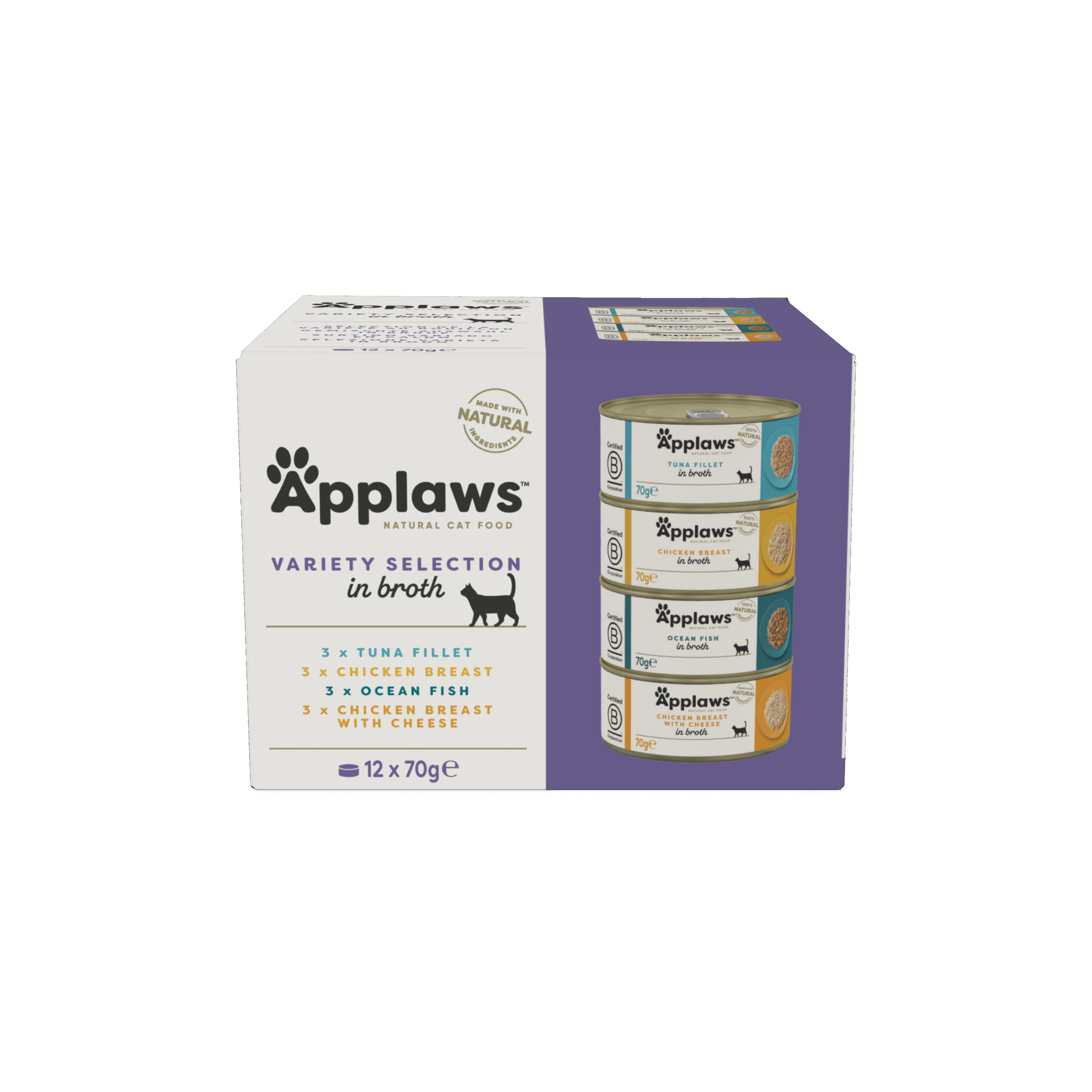 Applaws Natural Wet Cat Food / Variety Selection Multipack in Broth 12 x 70g