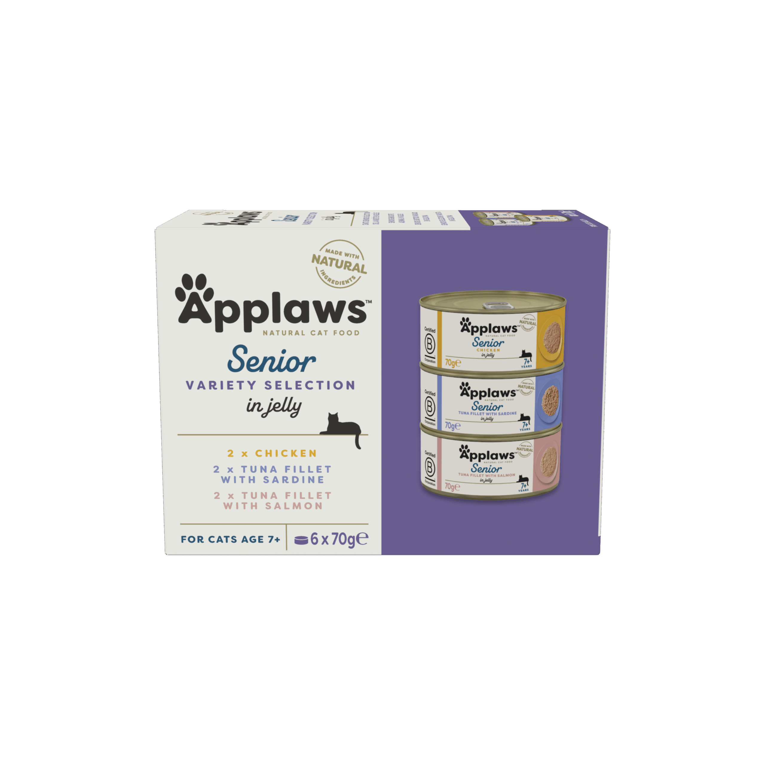 Applaws  Natural Wet Cat Food / Senior Variety Selection in Jelly Multipack 6 x 70g