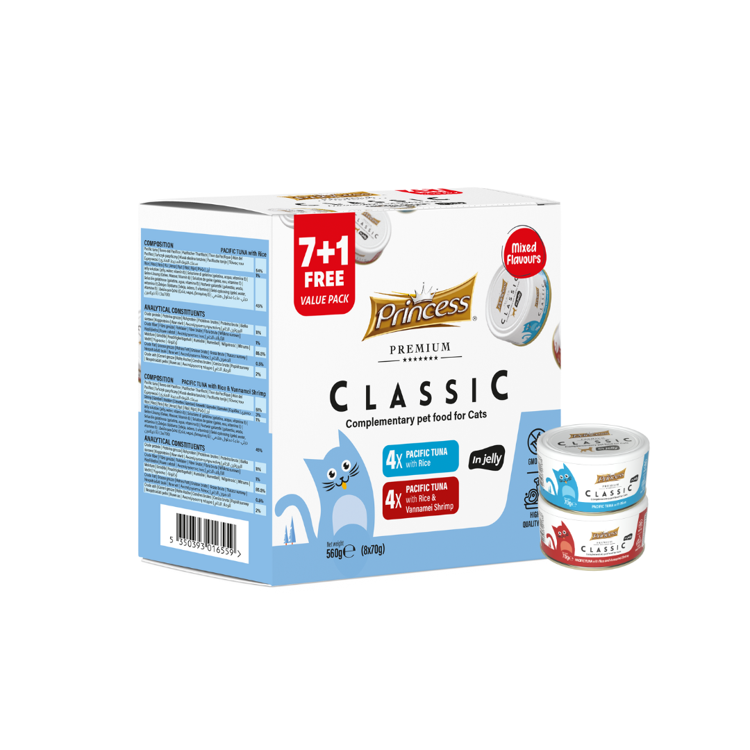 Princess Classic – Pacific Tuna with Rice / Pacific Tuna with Rice & Vannamei Shrimp (Mixed Flavours Pack) 7+1