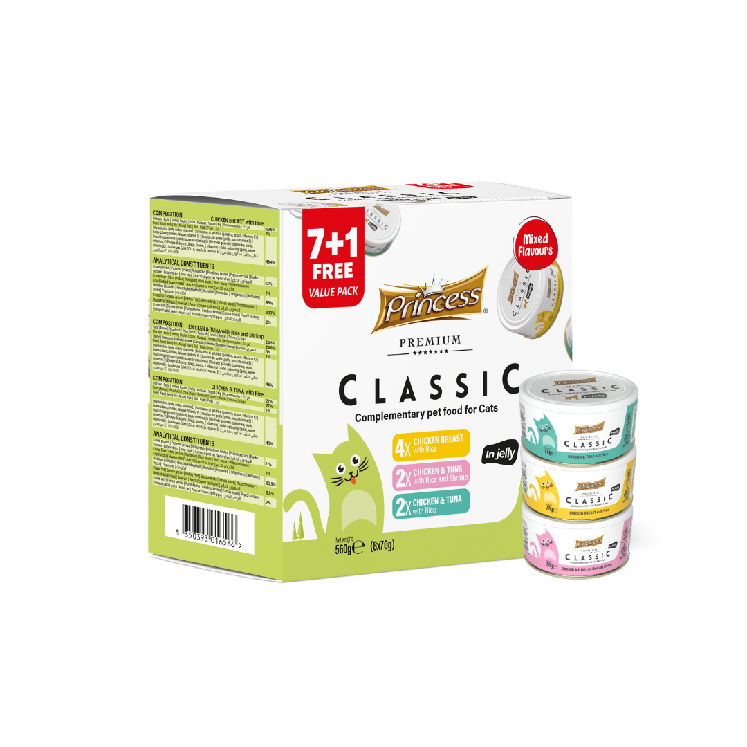 Princess Classic – Chicken Breast with Rice / Chicken & Tuna with Rice / Chicken & Tuna with Shrimp (Mixed Flavours Pack) 7+1