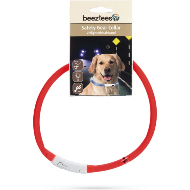 Beeztees Safety Gear Dogini – Dog Collar – USB – Red – 35×10 cm