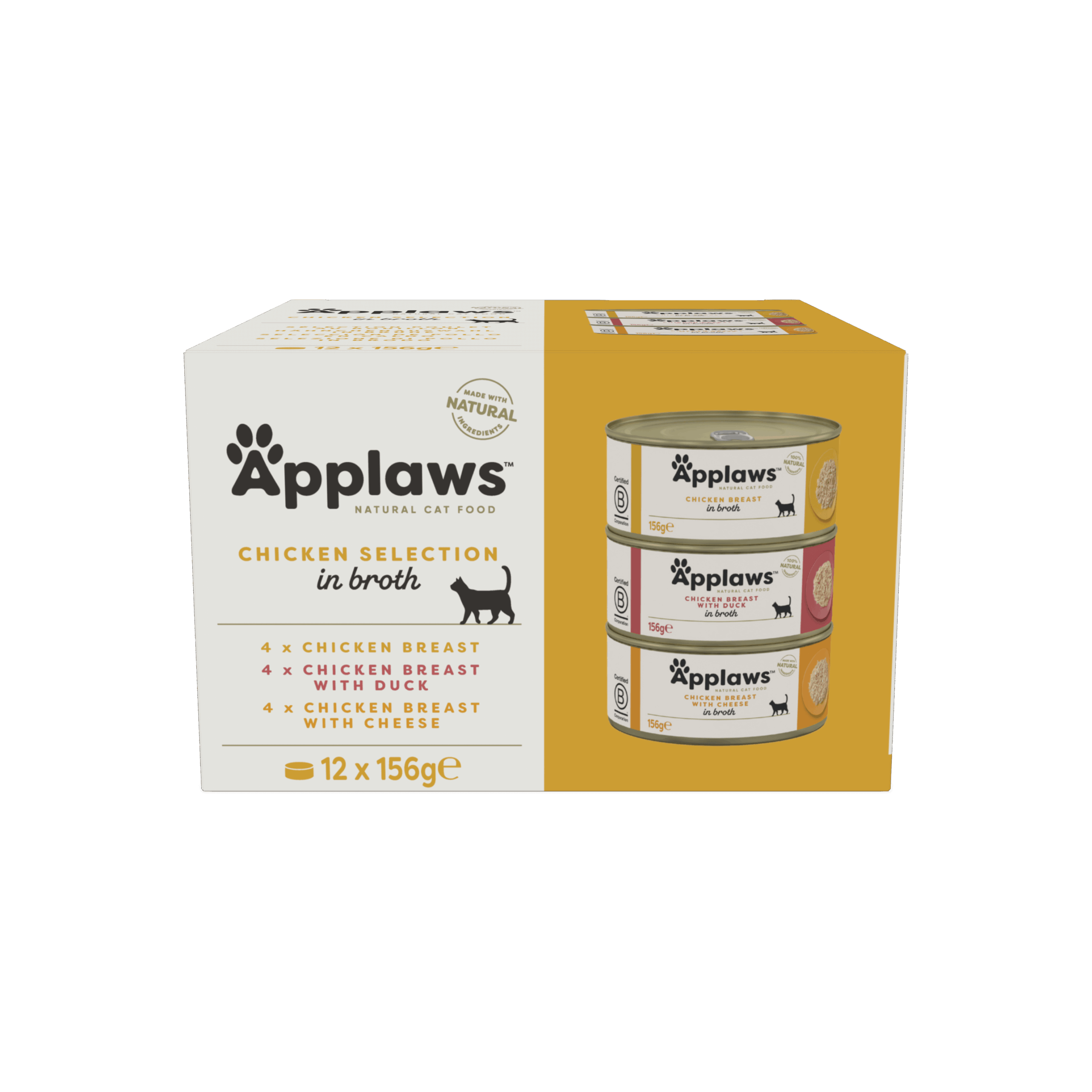 Applaws Natural Wet Cat Food / Chicken Selection Multipack in Broth 12 x 156g