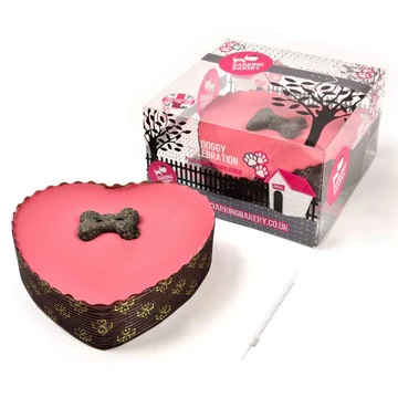 BARKING BAKERY - PINK HEART PAWTY CAKE & CANDLE