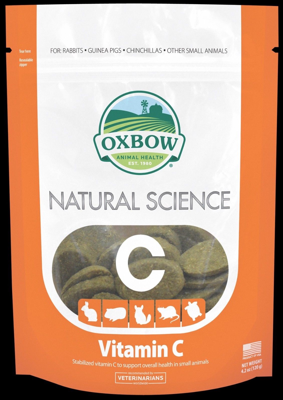 Oxbow Natural Science Vitamin C For Small Animals – 60 Hay Tablets