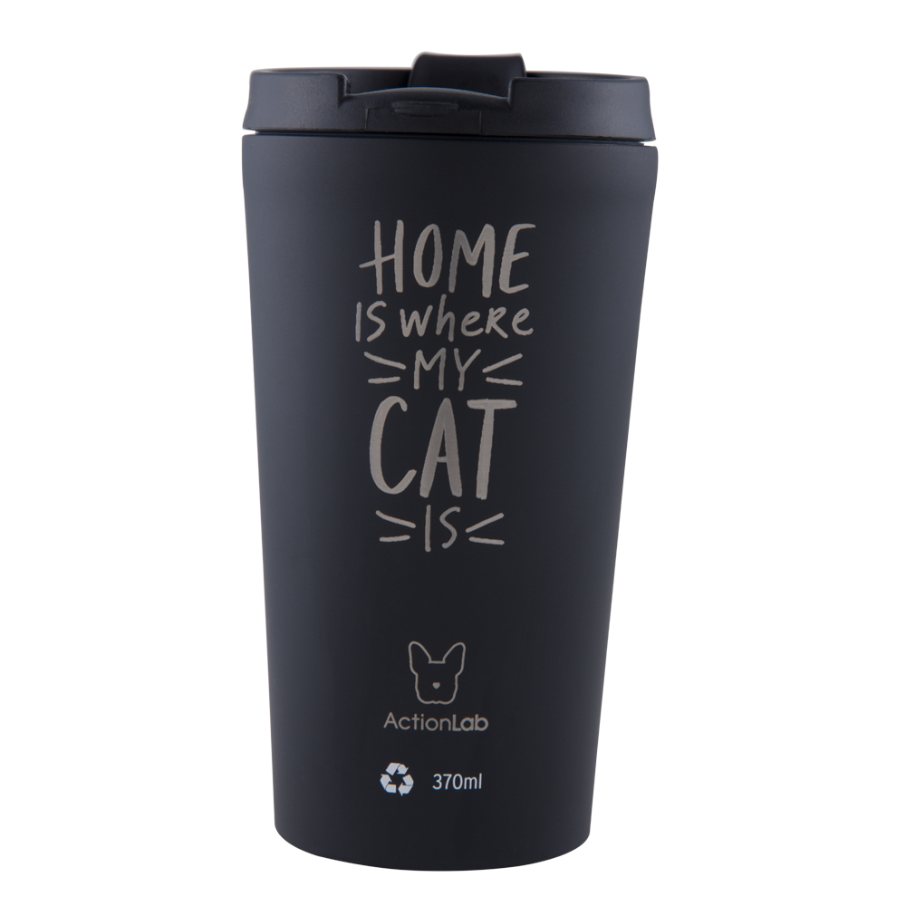 HOME IS WHERE MY CAT IS  COFFEE THERMOS 370ML BLACK