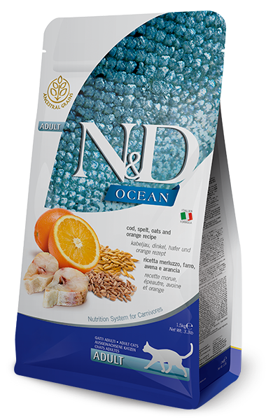 Farmina N & D Ocean Cat-Cod, Spelt, Oats & Orange Adult