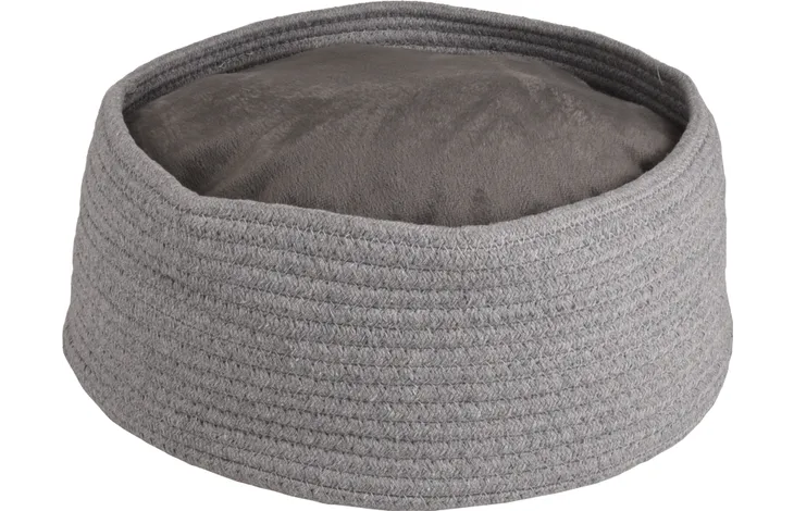 BASKET HEBE ROUND + CUSHION GREY DIA. 33x15CM