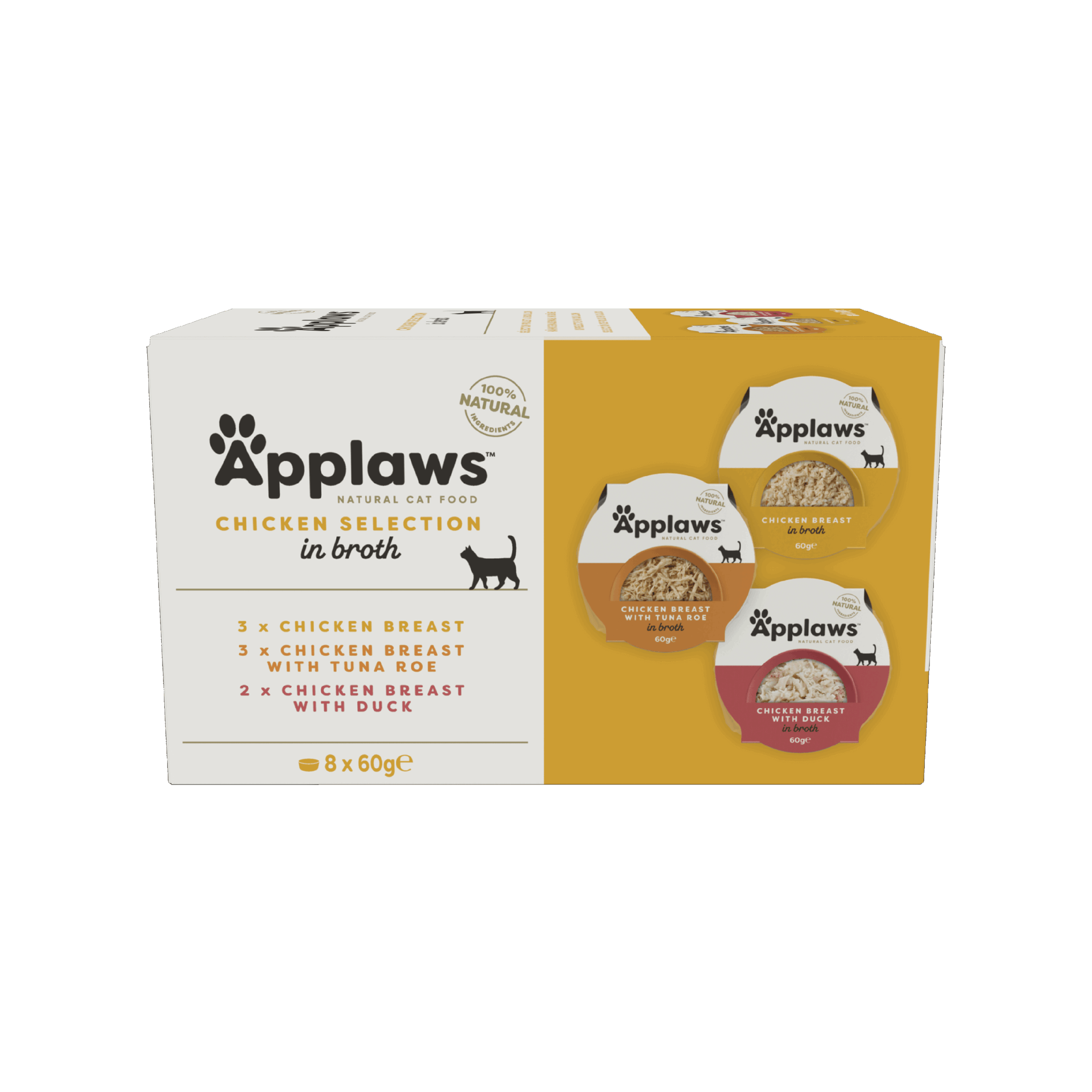 Applaws Natural Wet Cat Food / Chicken Selection Multipack in Broth 8 x 60g