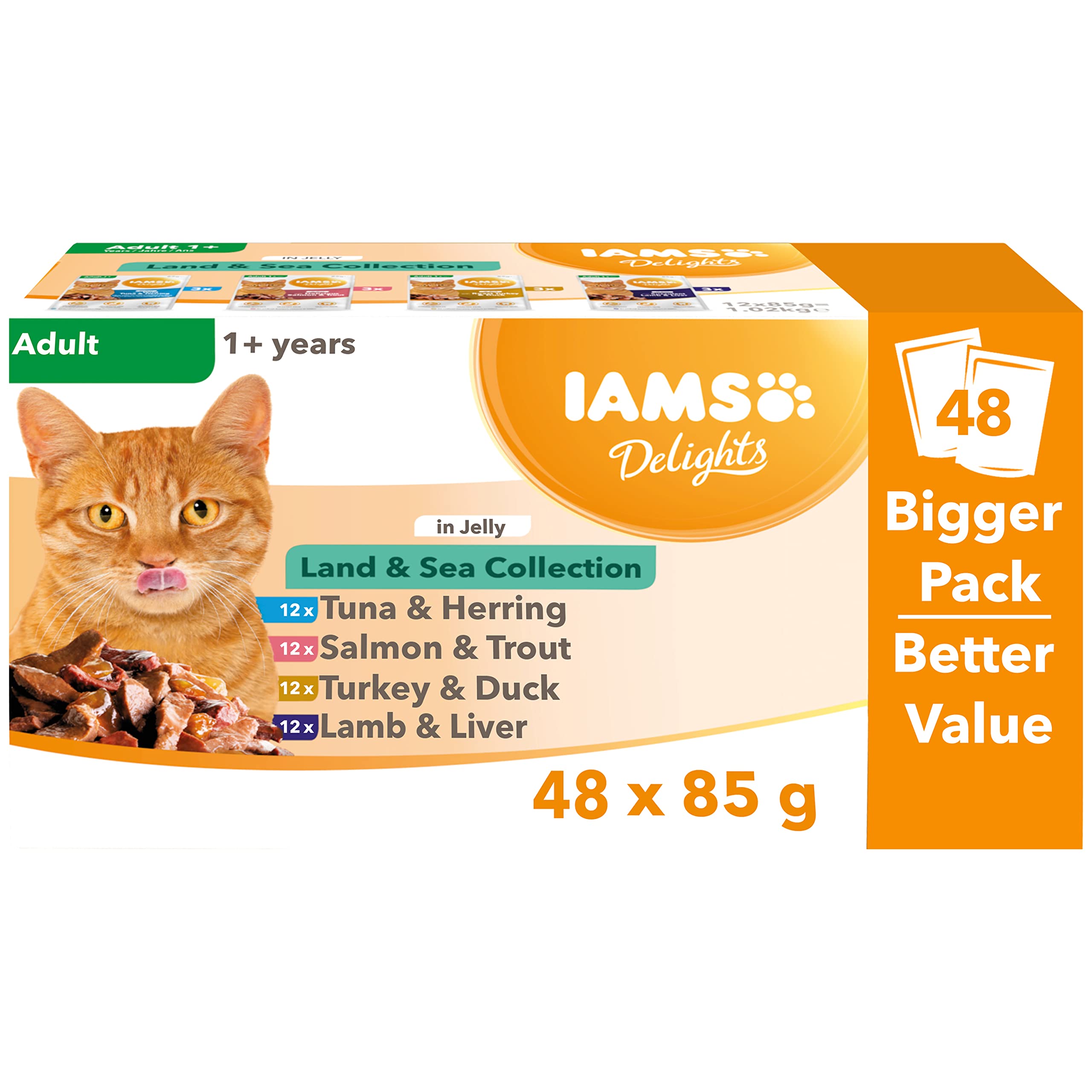 Iams Delights Adult Land & Sea Collection in Jelly 48 x 85gr