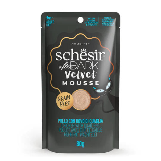 SCHESIR AFTER DARK CHICKEN WITH QUAIL EGG IN MOUSSE  IN POUCH 80G