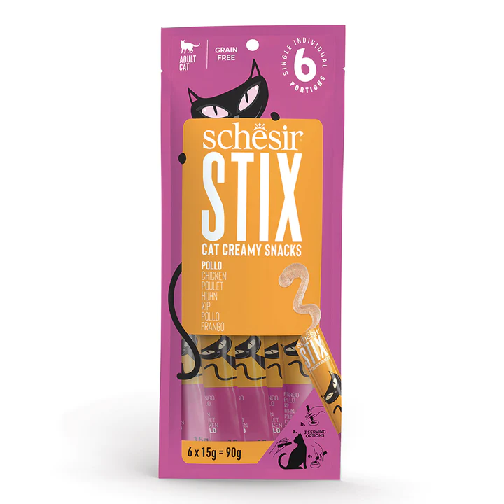 SCHESIR CAT STIX CHICKEN-CREAM SACHET 6X15GR