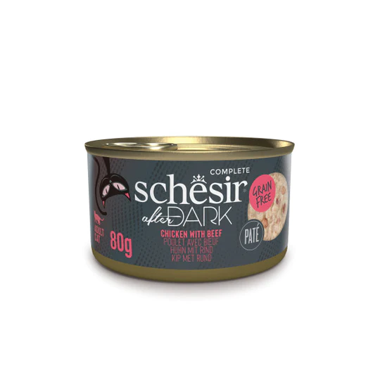 EN-FR-DE-NL_21142203_MAIN_540x.webp SCHESIR AFTER DARK CHICKEN WITH BEEF IN PATÉ IN CAN 80G - Image 1