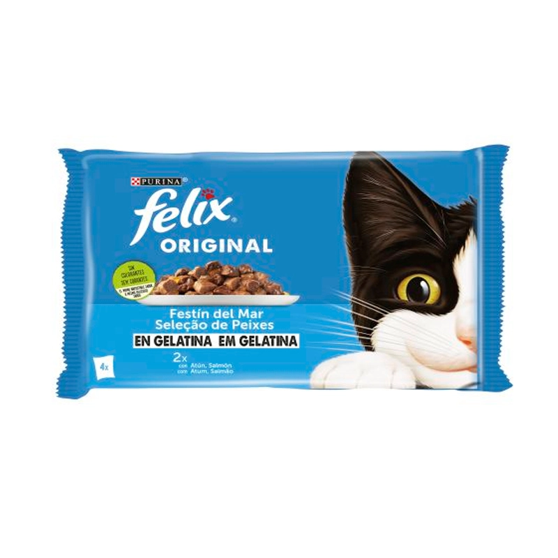 FELIX POUCHES  ORIGINAL MIX WITH SALMON & TUNA IN JELLY 4X85GR