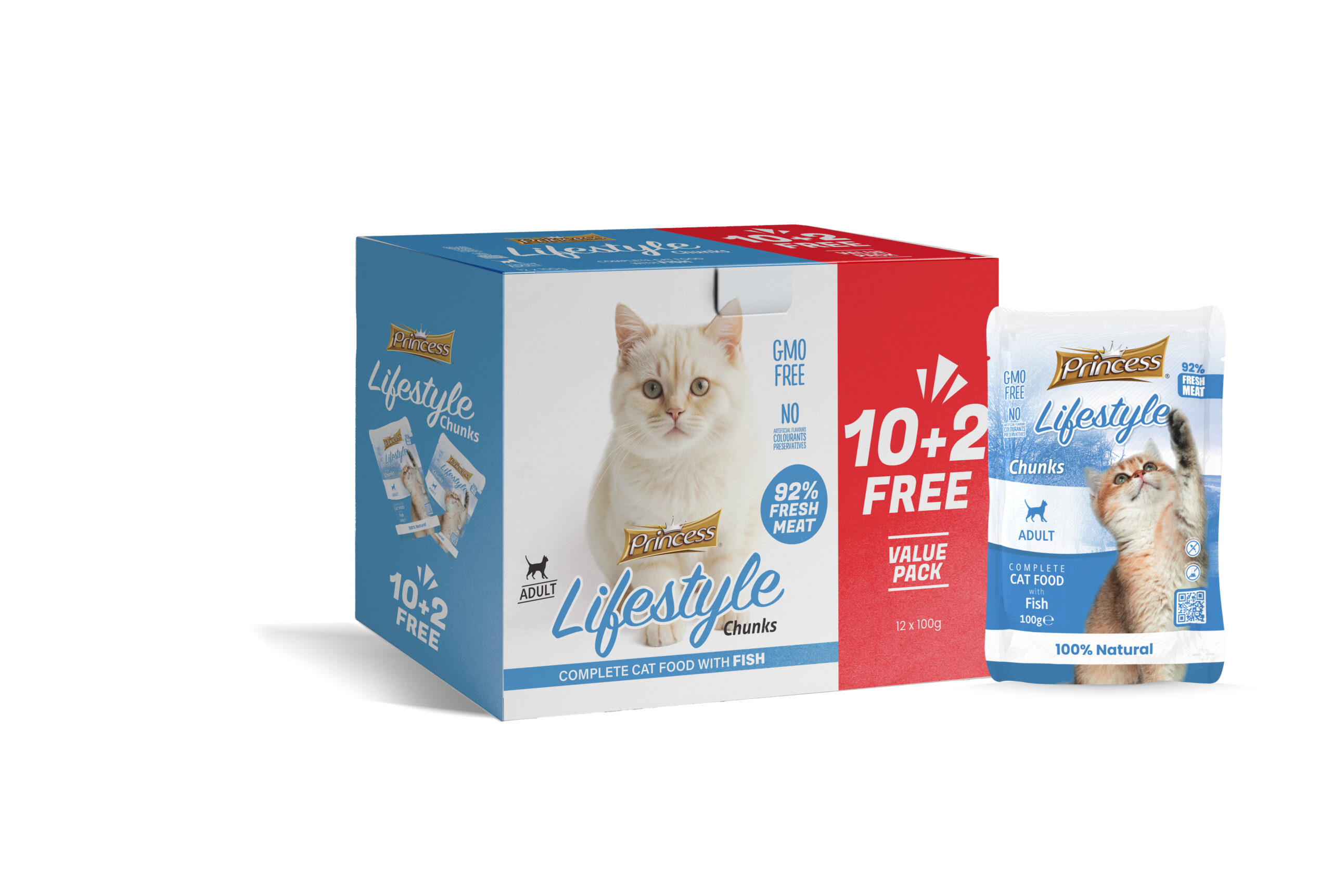 Princess Lifestyle Chunks Pouches – Fish in Jelly 100g (12pcs | 10+2 Free)