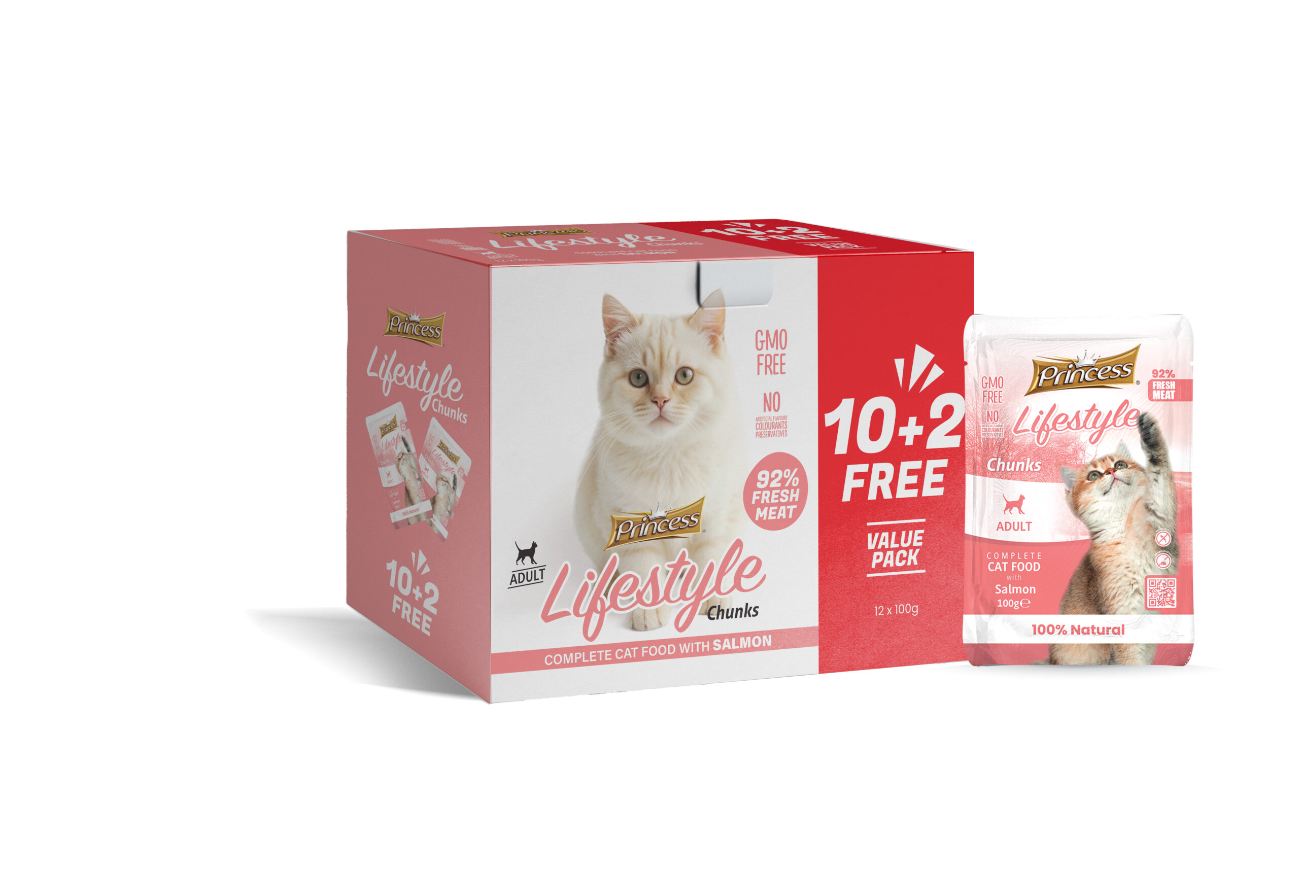 Princess Lifestyle Chunks Pouches – Salmon in Jelly 100g (12pcs | 10+2 Free)