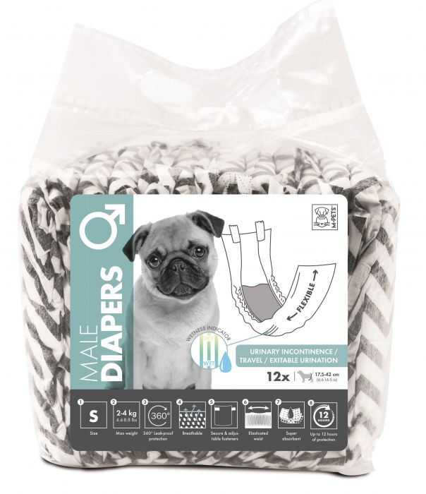 M-PETS DIAPERS MALE SMALL 12PCS