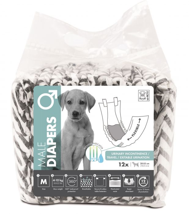 M-PETS  DIAPERS MALE MEDIUM 12 PCS