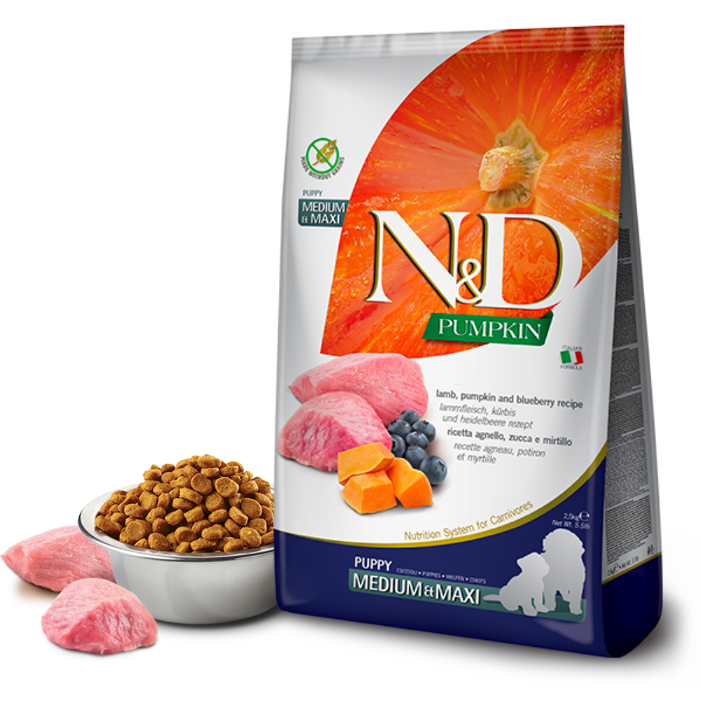 Farmina N&D Pumpkin Dog –  Lamb & Blueberry Puppy Medium & Maxi