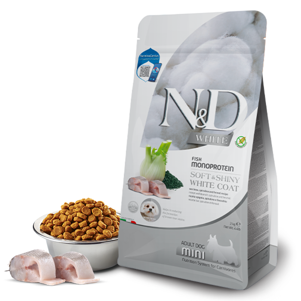 Farmina N&D White Adult Mini Sea Bass, Kelp & Fennel