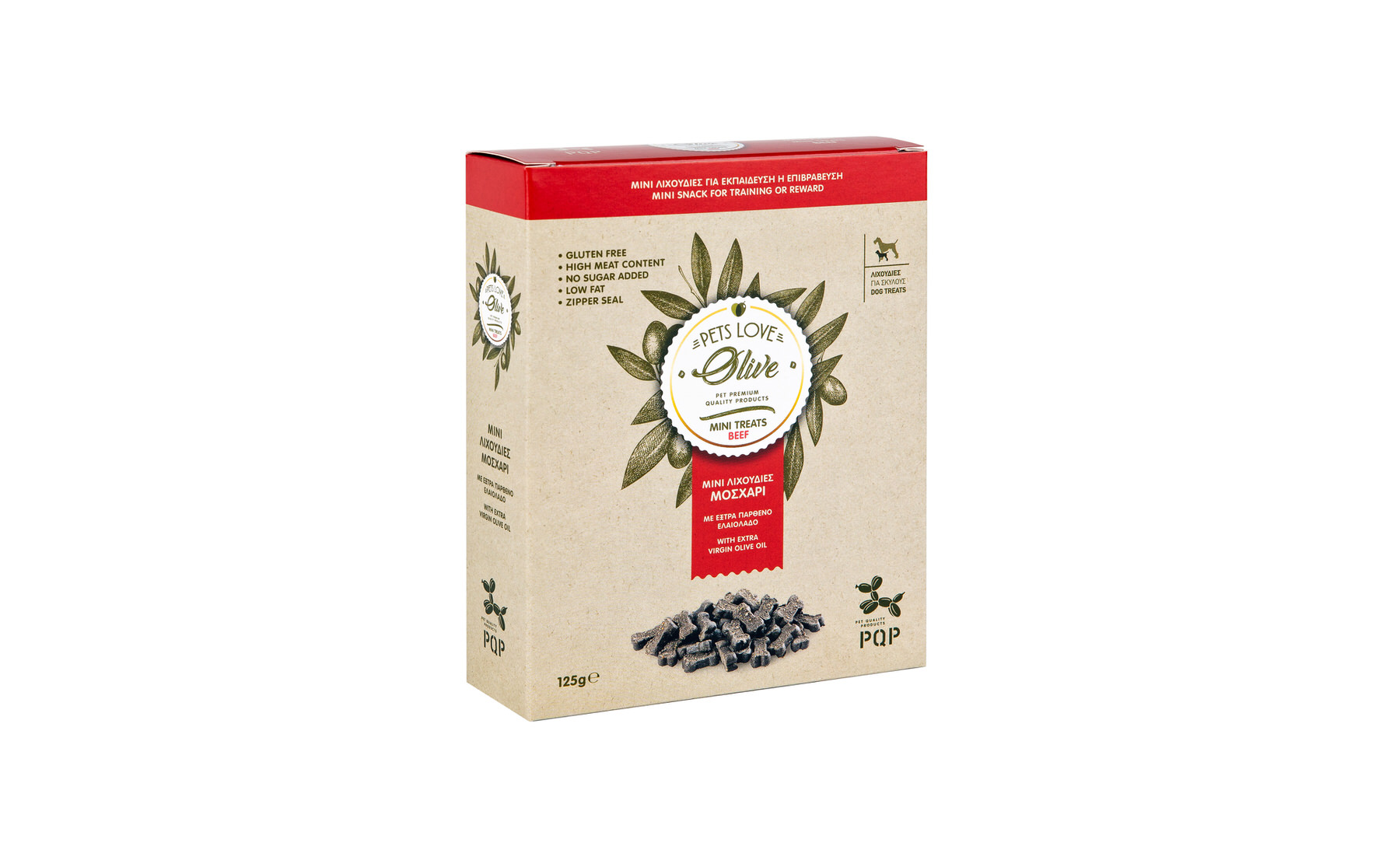 ΜΙΝΙ ΚΟΚΚΑΛΑΚΙ ΜΟΣΧΑΡΙ ΜΕ ΕΞΤΡΑ ΠΑΡΘΕΝΟ ΕΛΑΙΟΛΑΔΟ / ΜΙΝΙ TREATS BEEF WITH EXTRA VIRGIN OLIVE OIL  125g