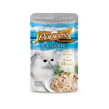 Princess Classic Pouch Chicken & Tuna with Rice & Baby Clams Sterilised