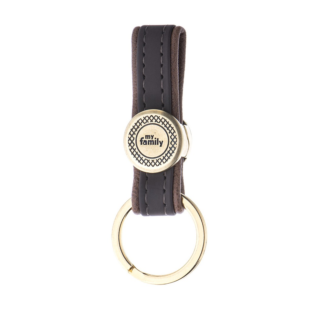 BILBAO KEYRING BROWN LEATHERETTE ENGLISH BRASS FINISHING