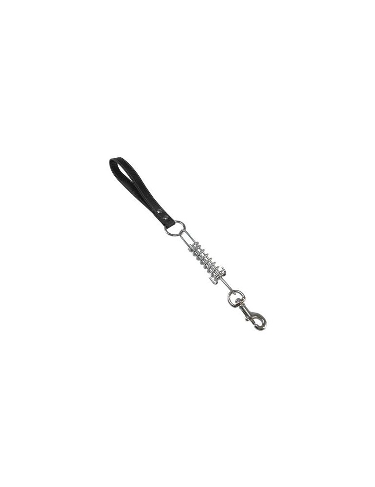 Black leather lead with dock - 40 cm / 3 mm