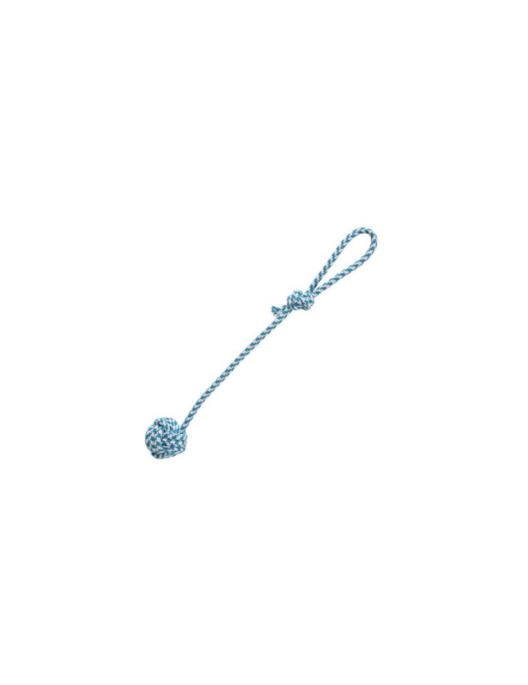 Blue ball with double lead for dogs - 45 cm