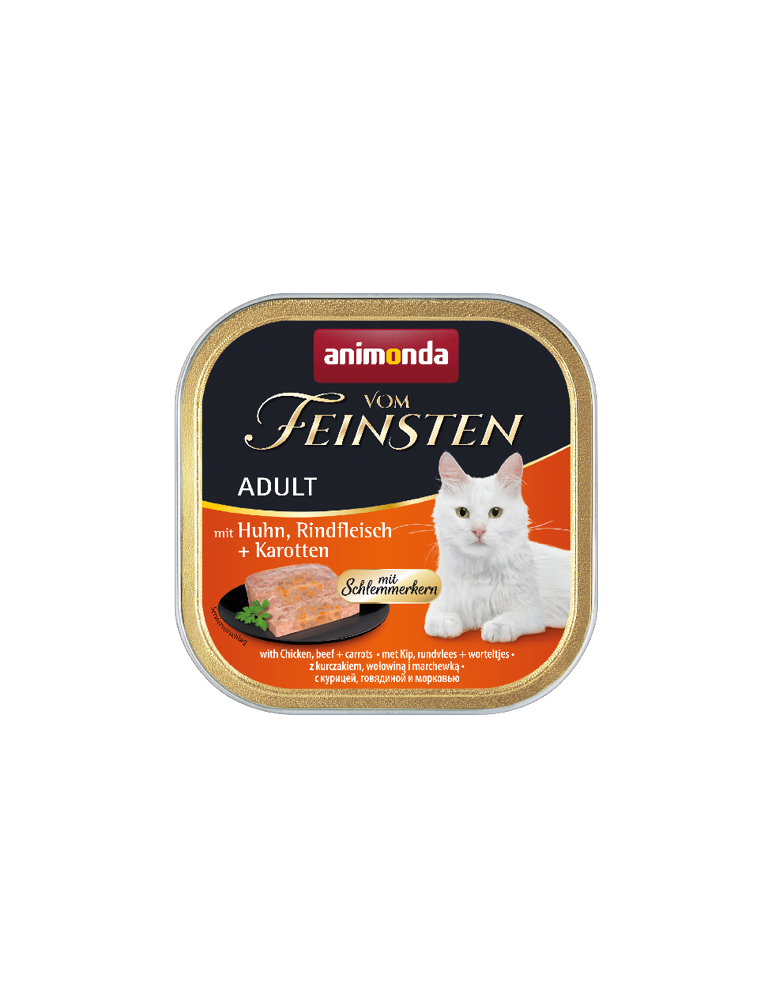 copy-of-vom-feinsten-adult-with-chicken-salmon-fillet-spinach.png Vom Feinsten Adult with chicken, beef + carrots - Image 1