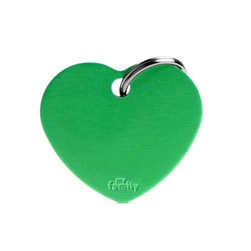 My Family ID Tag Basic collection Big Heart Green in Aluminum