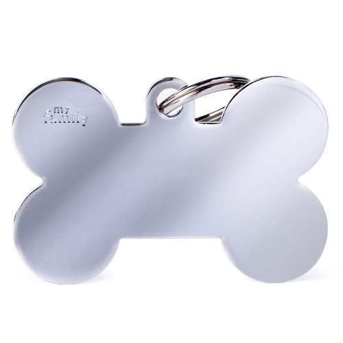 My Family ID Tag Basic Collection Bone XL in Chrome Plated Brass