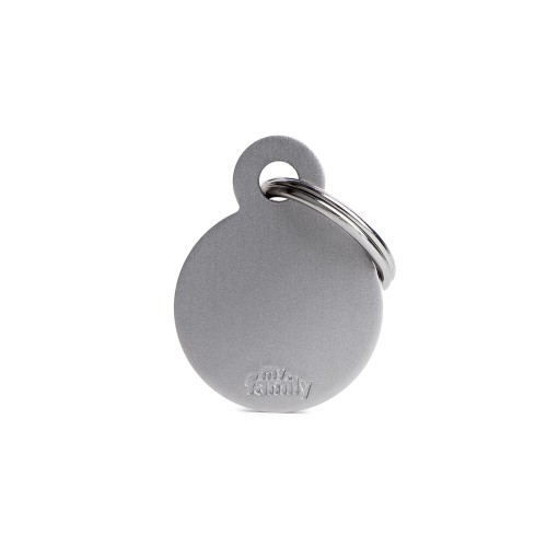 My Family ID Tag Basic collection Small Round Grey in Aluminum