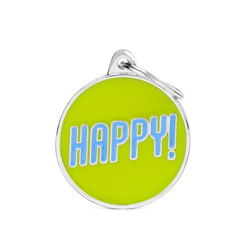ID Tag Big Circle "Happy!"