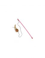 Pink stick with ball and feathers for cats - 47 cm