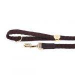 MyFamily Milano Dog Leash in Premier Quality Italian Brown Nylon with 24K Gold Plated finishing - Image 3