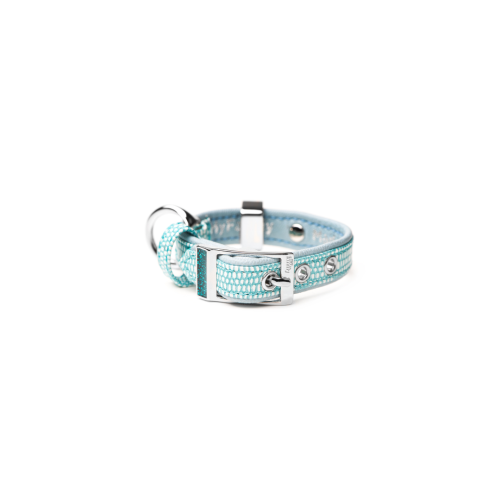 MyFamily Saint Tropez Dog Collar in Fine Crafted Turquoise Leatherette