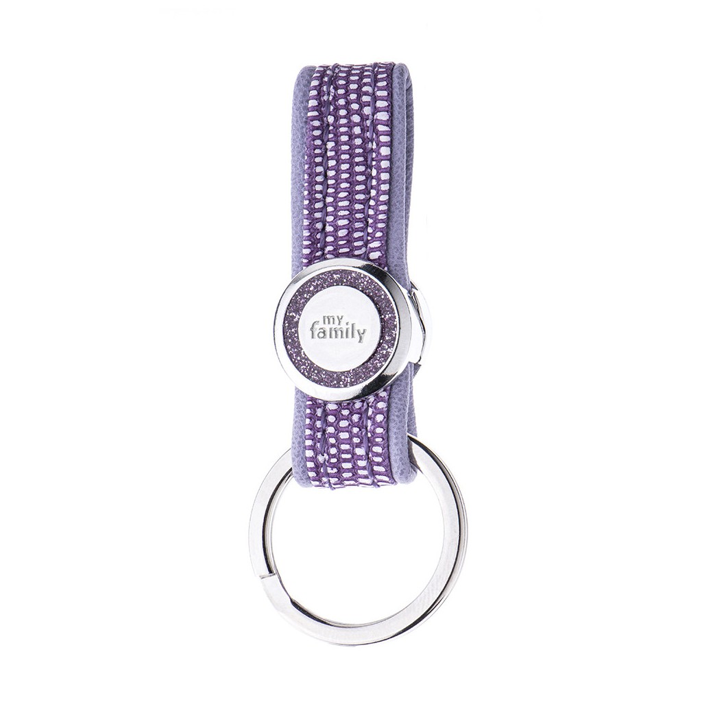 SAINT TROPEZ KEYRING LILAC LEATHERETTE WHITE BRONZE FINISHING