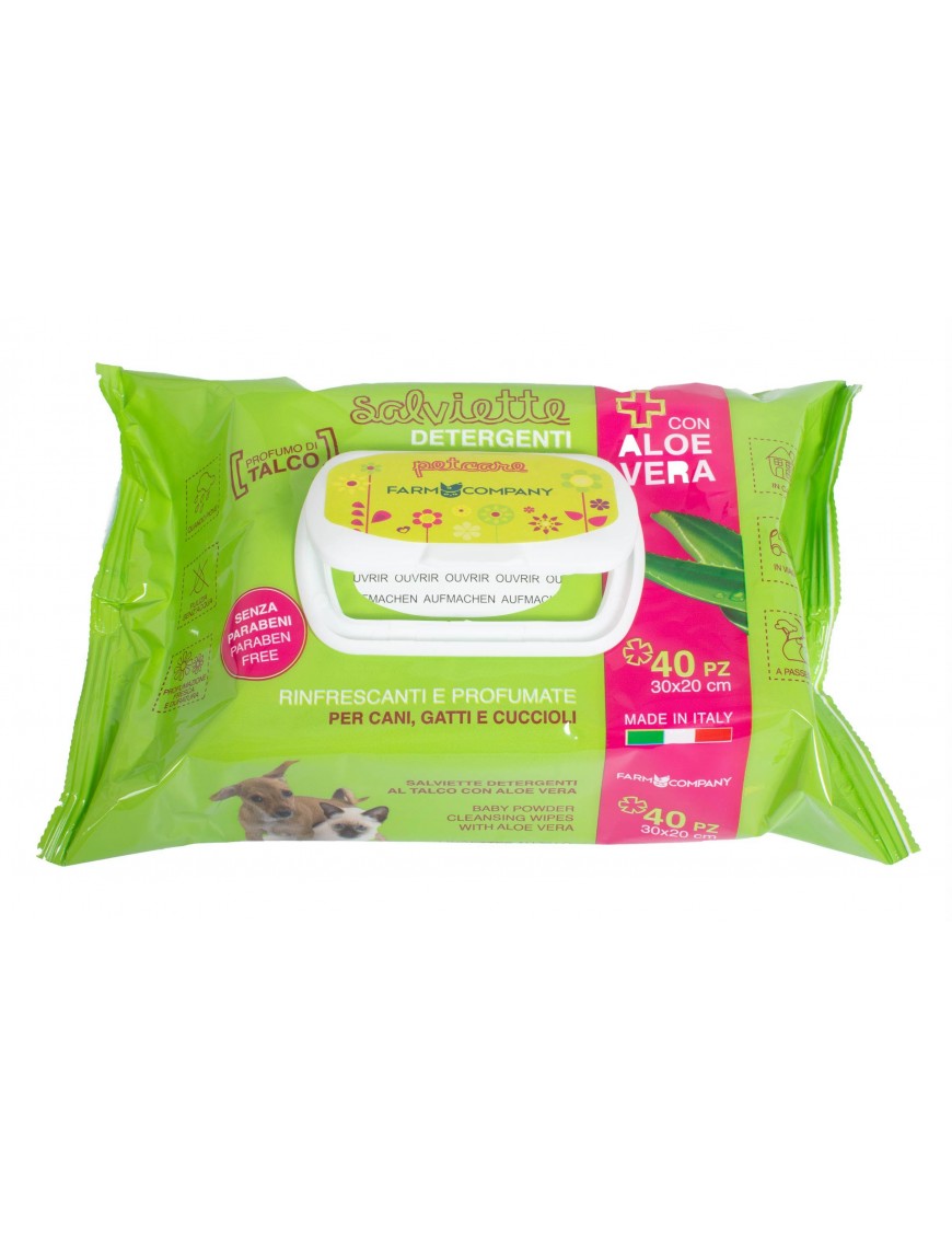 Pet Cleansing Wipes Aloe Vera and Talc